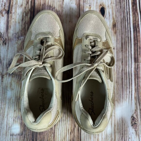 Skechers VITA WEDGE Womens Size 7.5 Gold Sneakers Athletic Casual Shoes 48770 - Picture 5 of 10
